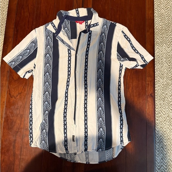Guess Other - Guess Men's Shirt with Navy and White Patterns